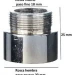 Nuez para brazo lluvia cromadas 1/2"