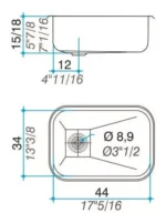 Bacha acero inoxidable simple modelo E44 - Imagen 2