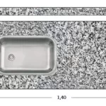 Mesada para cocina granito standart con bacha acero simple