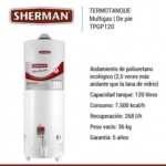 Termotanque a gas natural Sherman 120 lts