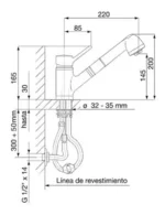 Grifería monocomando para cocina fv Swing extraible - Imagen 2