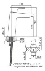 Grifería monocomando para lavatorio fv Puelo black - Imagen 2
