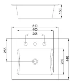 Bacha de loza ferrum sobre mesada modelo Symi - Imagen 2