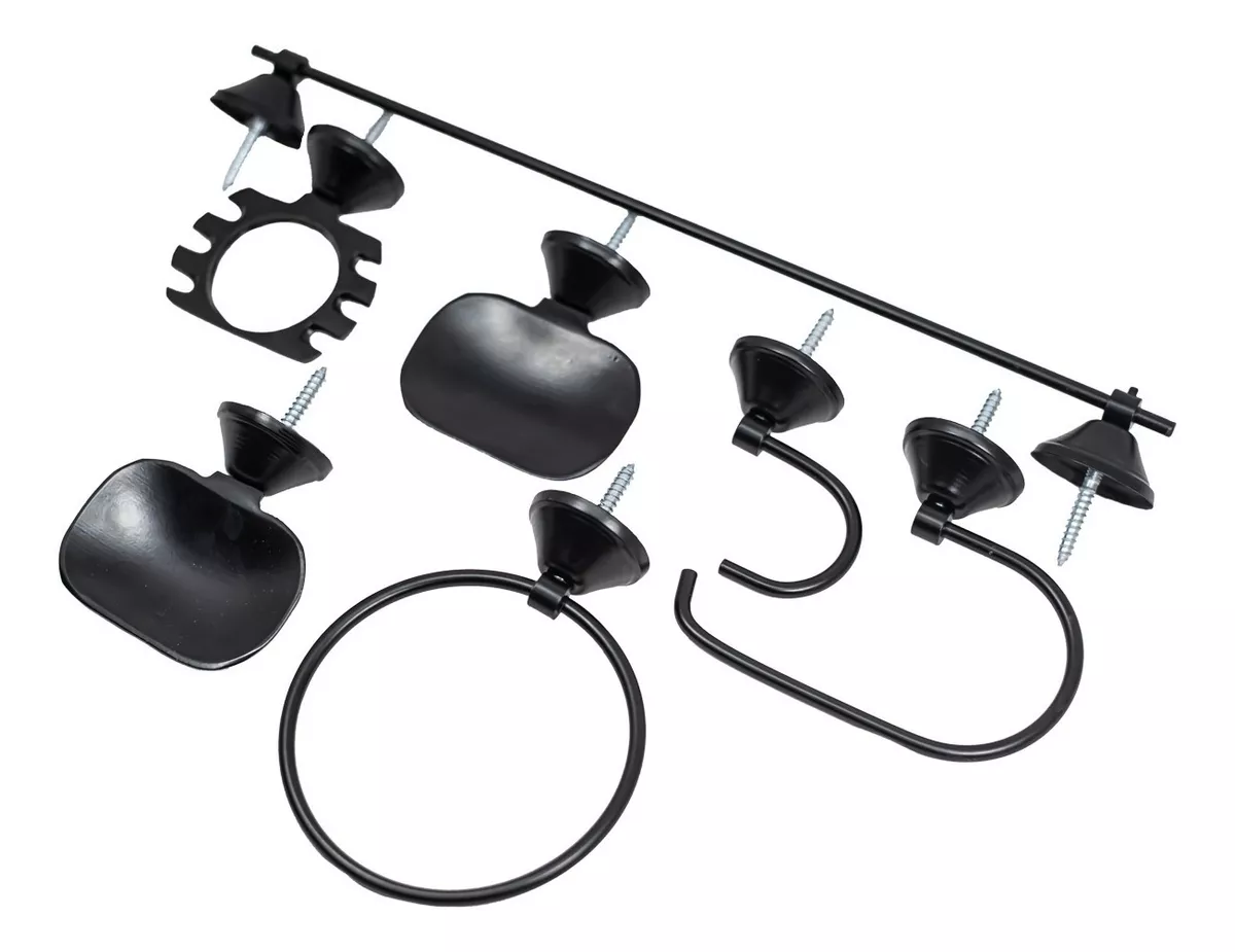 set 7 pzas negro Juego accesorios para baños 7 pzas Color Económico - Imagen 1
