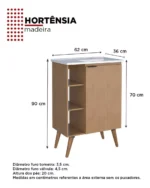 Vanitory de melamina color con patas madera  60 cm - Imagen 2