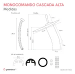 Grifería monocomando para Lavatorio alta - Imagen 3