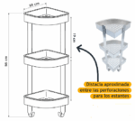Esquinero 3 pisos acero inoxidable - Imagen 2