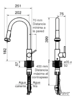 Grifería monocomando para cocina fv Huemul (copia) - Imagen 2