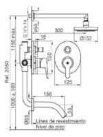 Grifería monocomando para bañera embutir fv Puelo black - Imagen 2