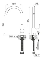 Grifería monocomando para cocina fv Puelo NG - Imagen 2
