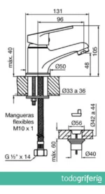 Grifería monocomando lavatorio Compacta - Imagen 2