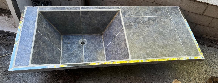 p120 Pileta lavar azulejadas con mesada simple - Imagen 1