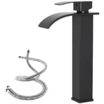 Grifería monocomando cascada para baño alto color Negro