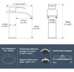 Grifería monocomando cascada para baño alto color Negro - Imagen 2