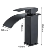 Grifería monocomando cascada para baño baja color Negro - Imagen 3